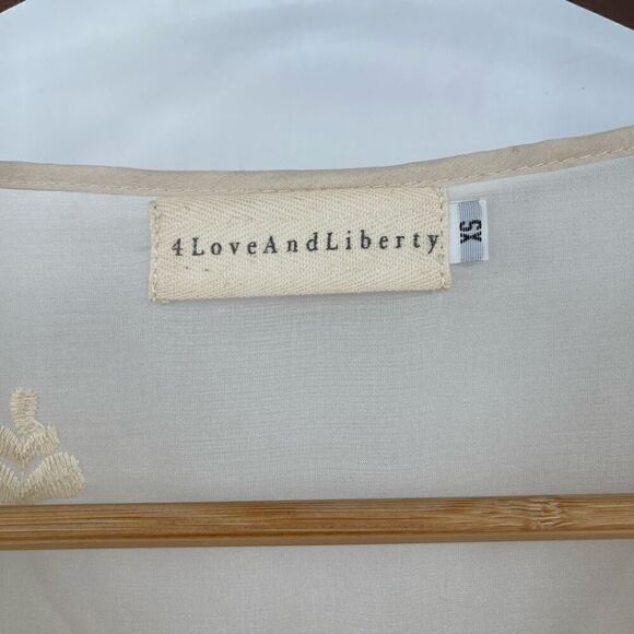 4 Love And Liberty Cream Floral Embroidered Sheer Silk Chiffon Blouse XS - Picture 4 of 7